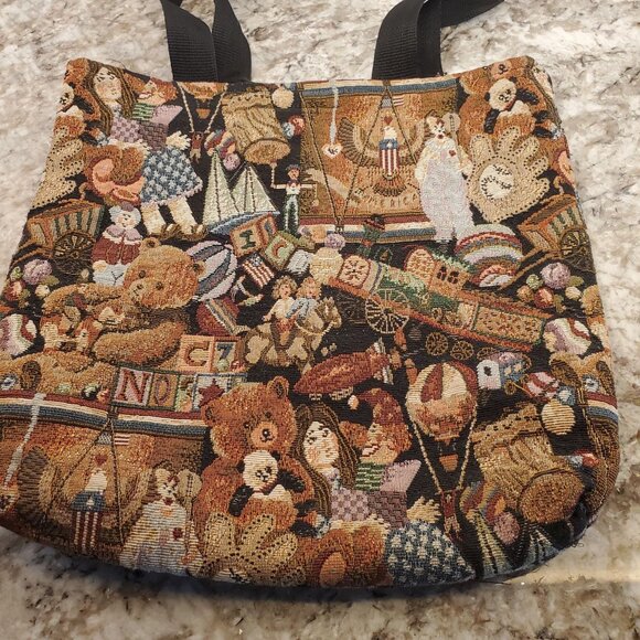 Handmade Elaine Of California Vintage Tapestry Tote Bag Childrens Hook and Loop - Picture 4 of 9